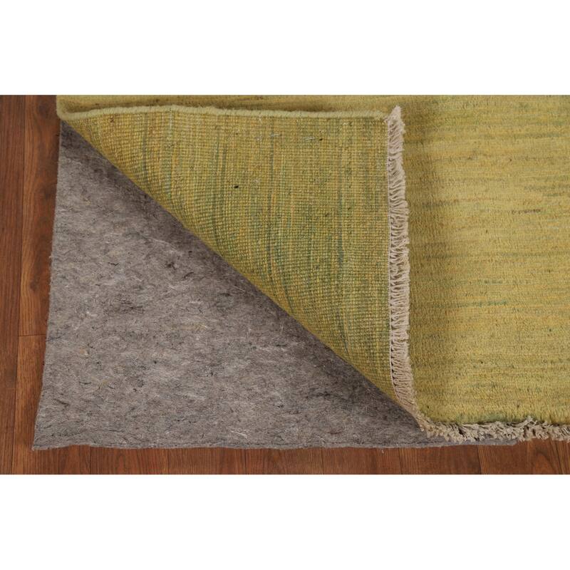 Yellow & Green Gabbeh Oriental Foyer Rug Hand-Knotted Wool Carpet - 3'4"x 4'11"