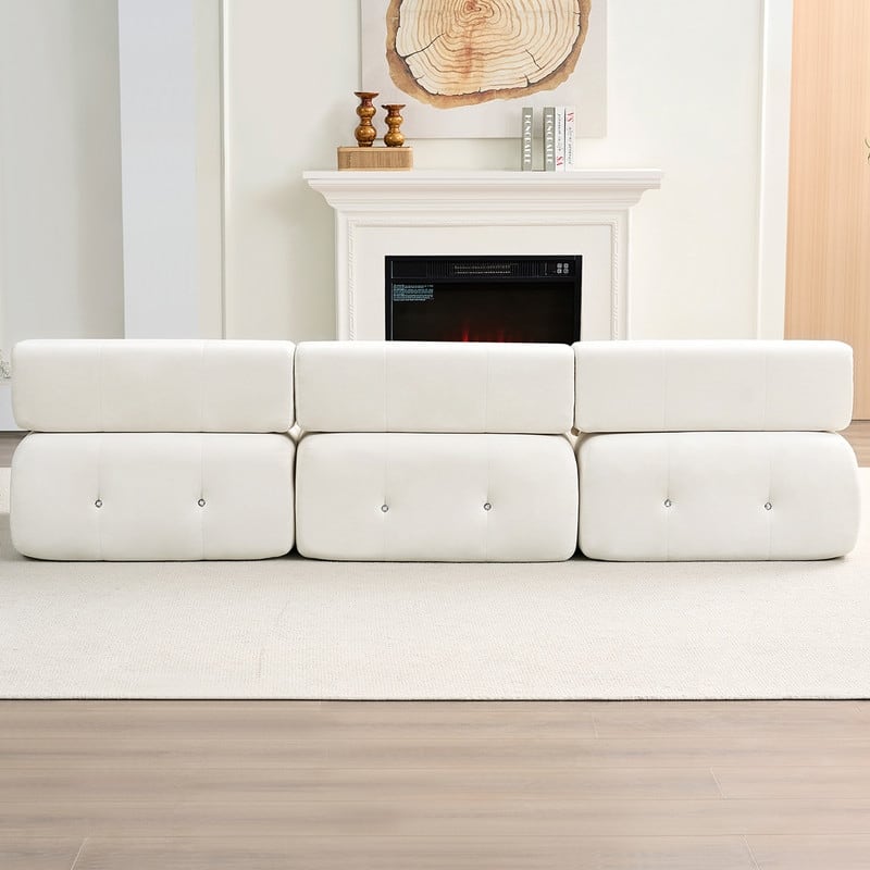 Mixoy 100inch Modular Sectional Sofa with Ottoman,Velvet 3-Seater L-Shaped Couch for Living Room - 100.4"w x 66.9"D x 24.8"H