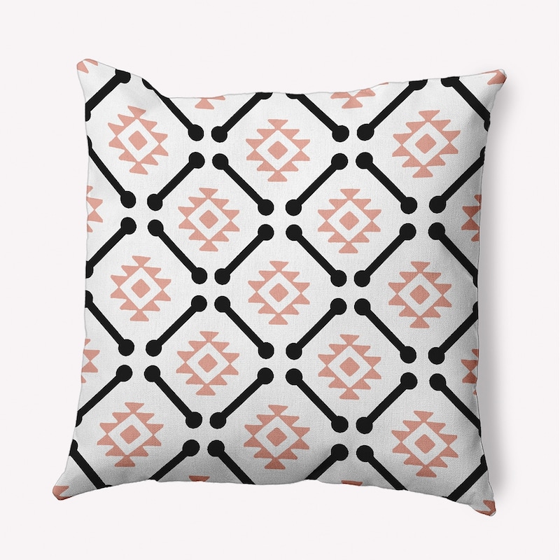 Modern Tribal Pattern Decorative Throw Pillow - 20" x 20" - Soft Coral