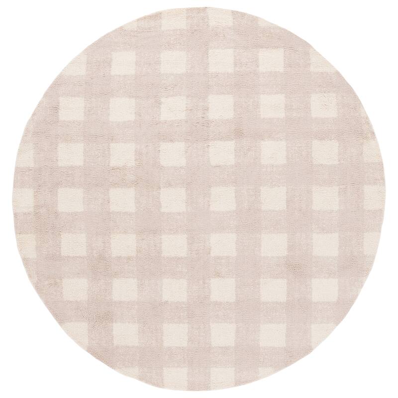 SAFAVIEH Hand-Woven Easy Care Alyssa Modern & Contemporary Cotton - 6' Round - Ivory/Beige - Round