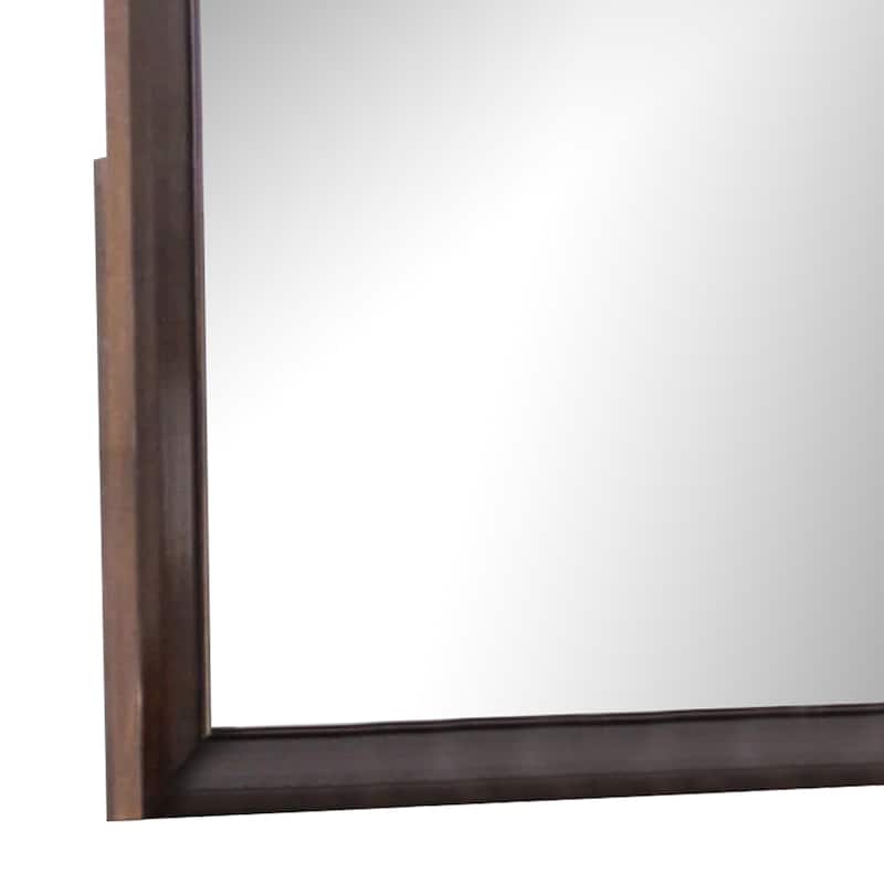 Nitz Dresser Mirror, Beveled Glass, Espresso Brown Solid Wood Frame, 36x40 - Espresso Brown