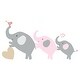 preview thumbnail 1 of 1, Bedtime Originals Eloise Gray/Pink/Gold Elephant Nursery Wall Decals