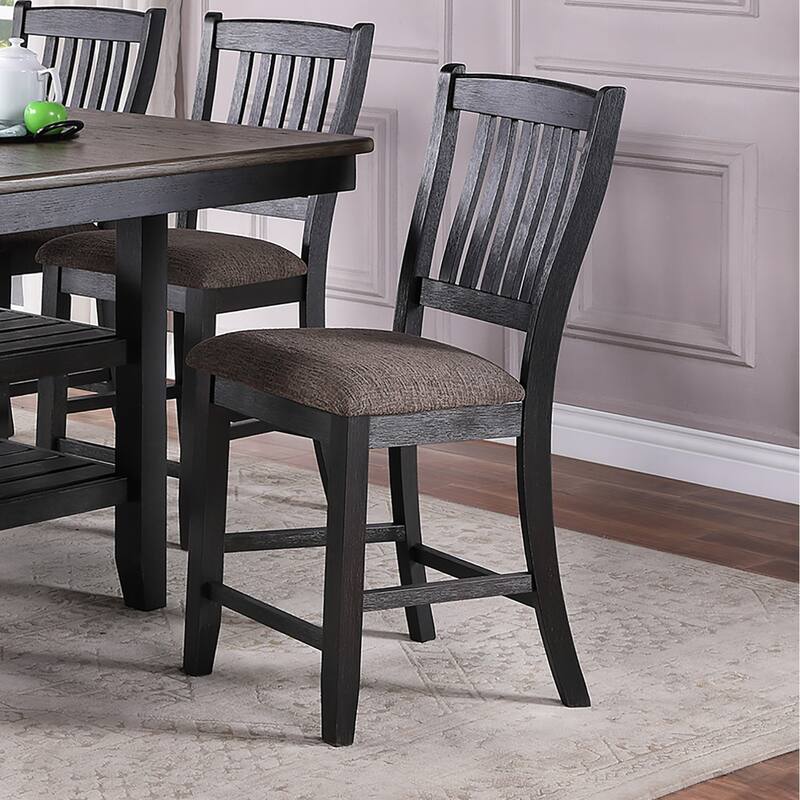 Dark Coffee Fabric Upholstered Side Chairs, Black(Set of 2)