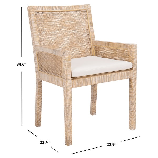 dimension image slide 0 of 4, SAFAVIEH Sarai Coastal Accent Chair with Cushion - 22.8" W x 22.4" L x 34.6" H