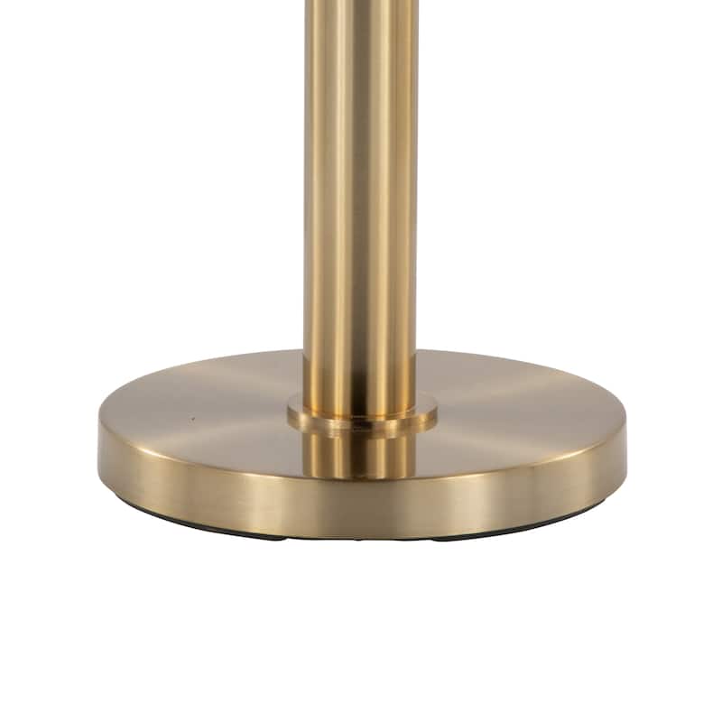 Trophy 62" Glam Floor Lamp In Gold Metal And White Linen Shade