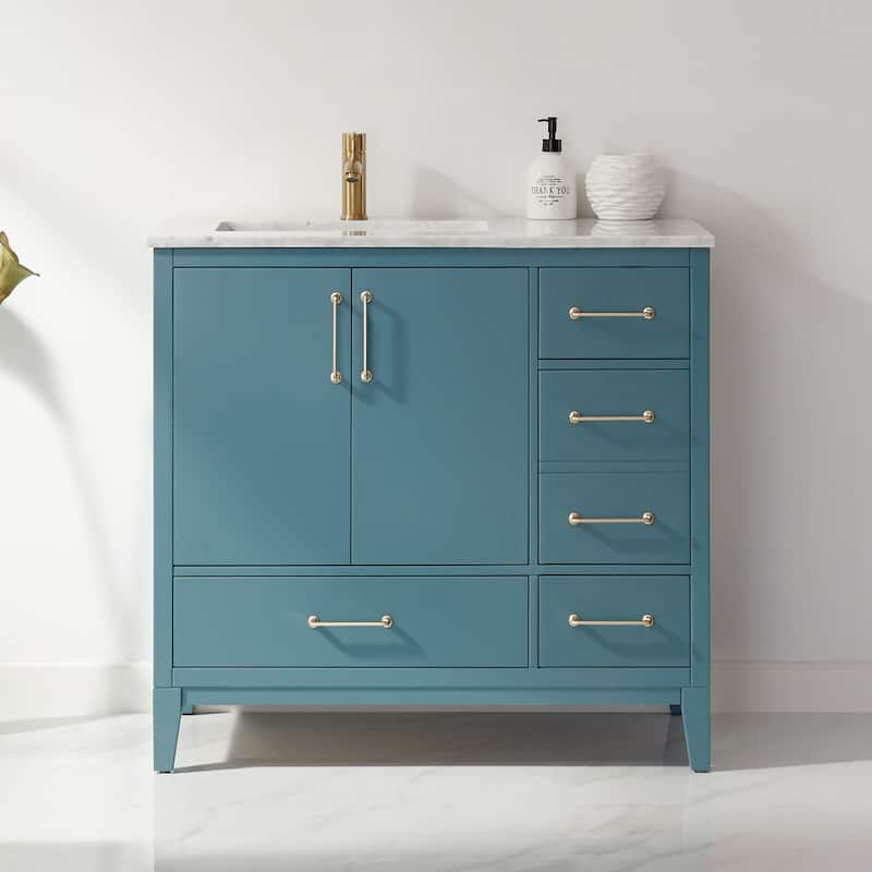 Altair Sutton Single Bathroom Vanity Set and Carrara White Countertop