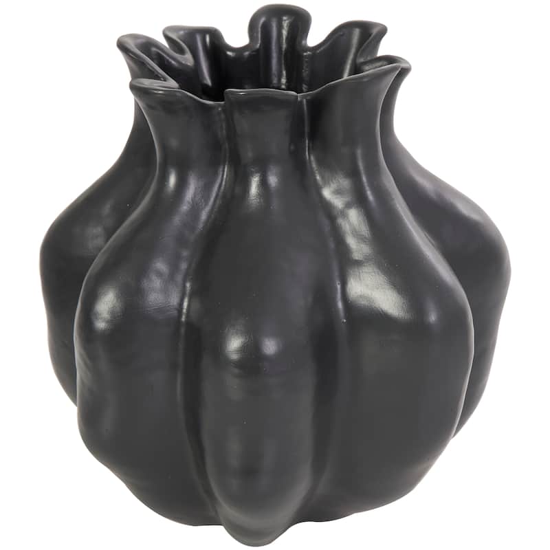 Resin Abstract Tulip Shaped Vase - Set of 2 Black - Roche River Decor - 9"W x 10"L x 10"H