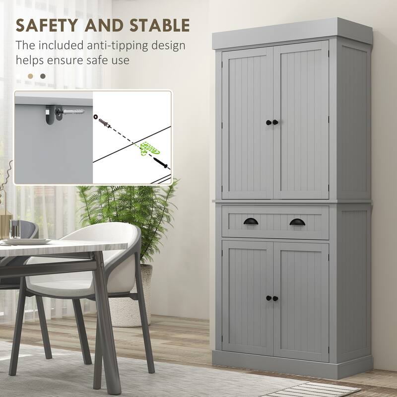 HOMCOM 71" Kitchen Pantry Cabinet with Motion Sensor Light, Tall Storage Cabinet with 6 Door Shelves