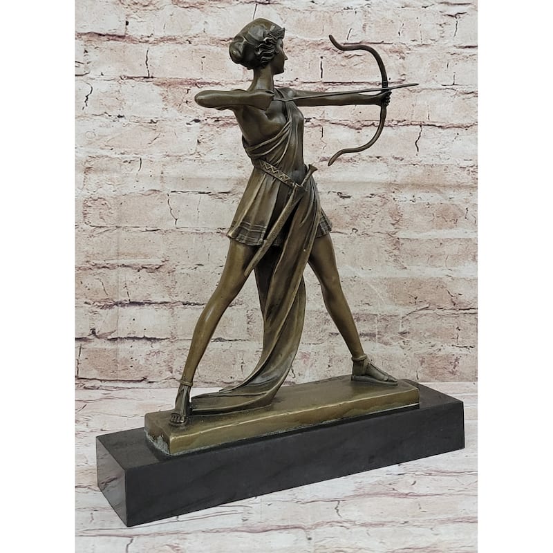 Signed Original Goddess Of Hunt Diana The Huntress Bronze Sculpture Statue Art