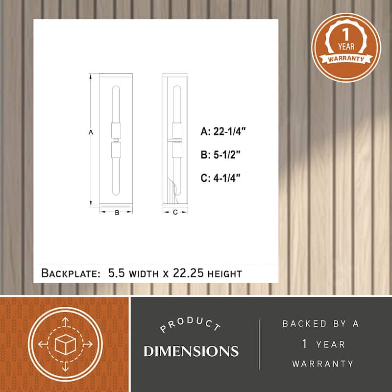 Barbier 2-Light 5.5 in W x 22.25 in H Modern Wall Sconce, Clear Glass, Dimmable, LED Compatible, Bathroom Vanity Fixture