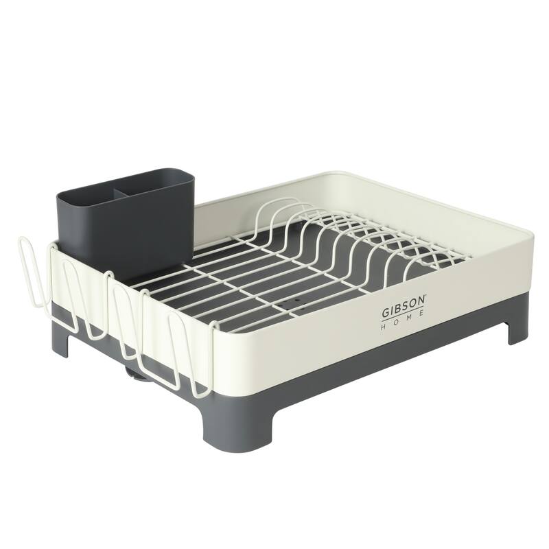 Gibson Home Nestcraft Full Size Rust Resistant Dish Rack with Drain Board and Flatware Caddy