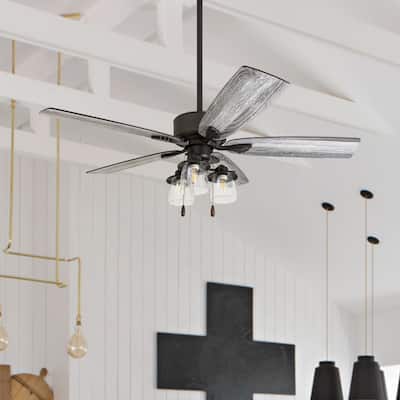 The Gray Barn Wentworth 52-inch Coastal Indoor LED Ceiling Fan with Remote Control 5 Reversible Blades - 52