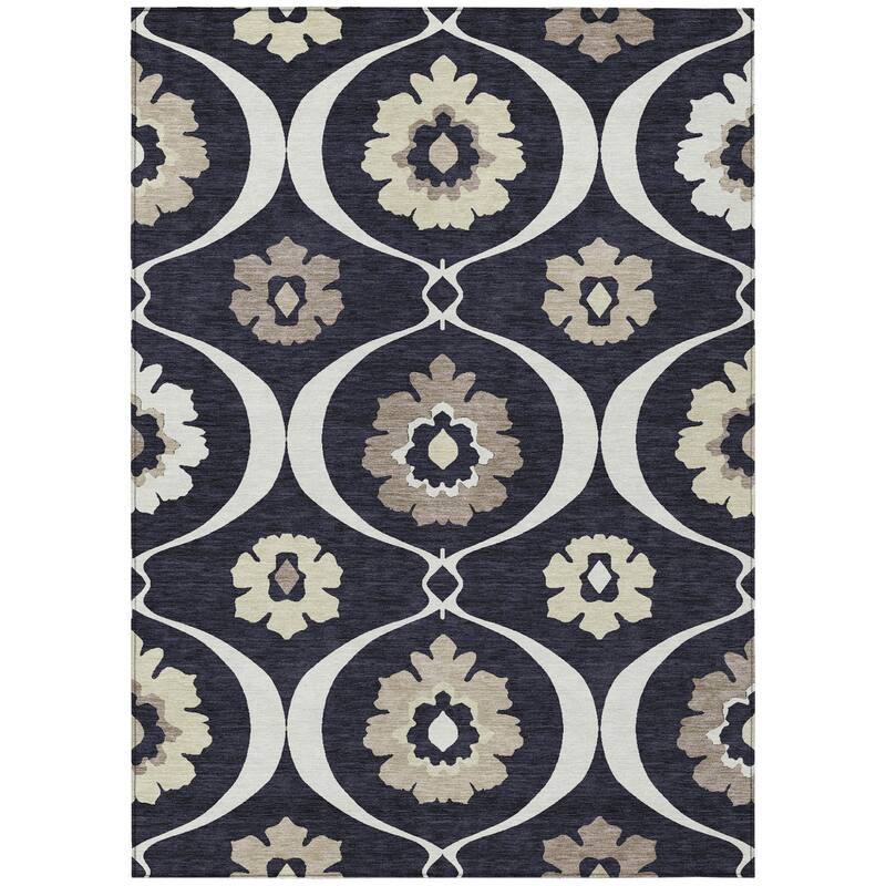 HomeRoots Medallion Transitional Rectangle Outdoor Rug