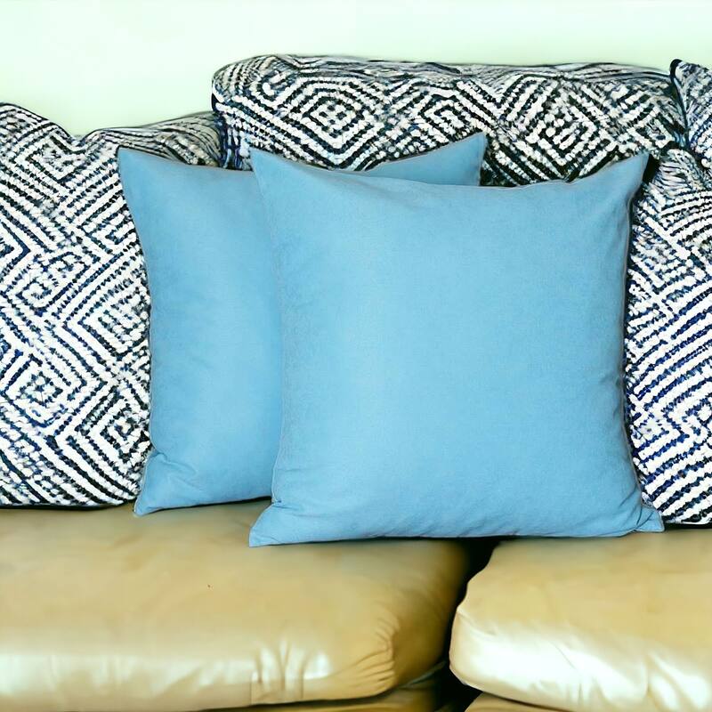 HomeRoots Set Of Two 26" X 26" Sky Blue Polyester Zippered Pillow Cover