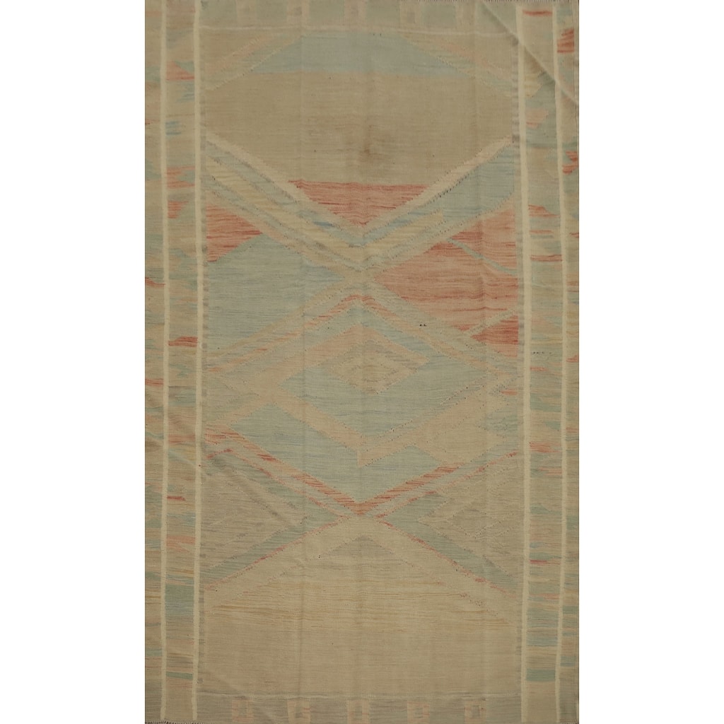 Hand Woven Oriental 100% Wool Carpet Southwestern Tribal Multi-Colored Kilim Area Rug - 8' 0'' X 5' 0''