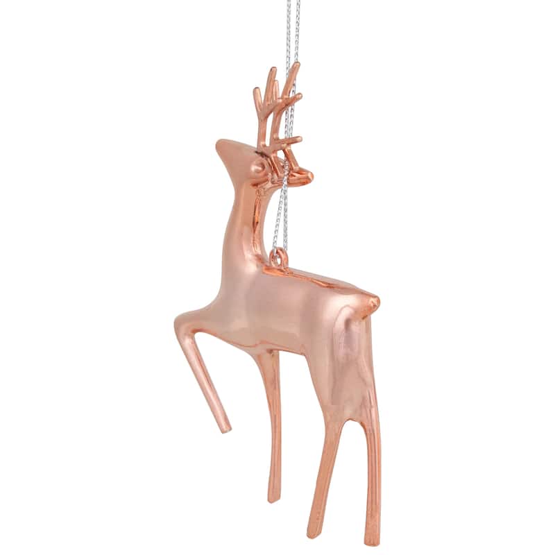 Shiny Reindeer Christmas Ornament - 4.75" - Rose Gold