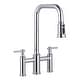 preview thumbnail 33 of 38, WOWOW Double Handle Bridge Kitchen Faucet with Advanced Spray Polished Chrome