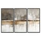 preview thumbnail 11 of 17, Designart Brown and Grey Horizon Abstract - Landscape Framed Wall Art Set of 3