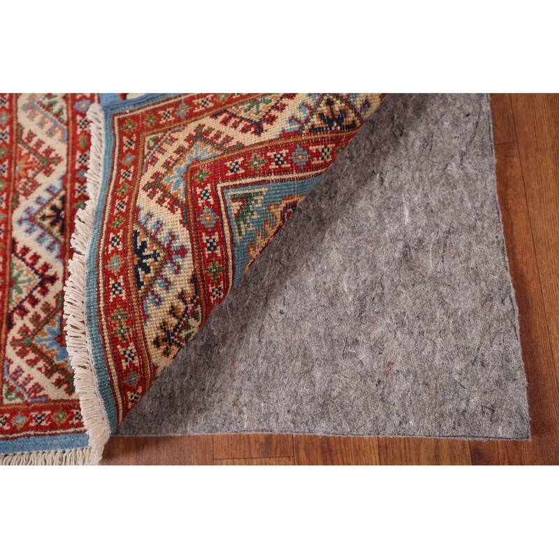 Traditional Kazak Foyer Rug Hand-Knotted Blue Wool Carpet - 2'0" x 2'9"