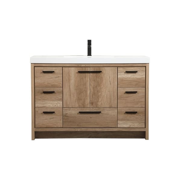 slide 1 of 1, Elegant Lighting VF46048 Wyatt 48" Free Standing Single Basin Vanity Natural Oak - Oak Finish