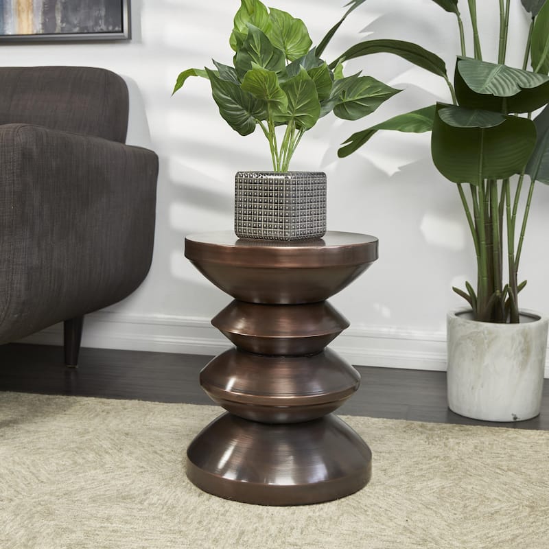 Metal Art Deco Inspired Side End Accent Table - Copper or Black - Roche River Decor