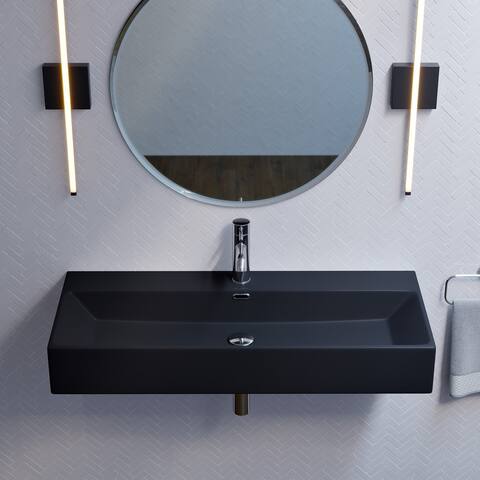 Claire 40 Rectangle Wall-Mount Bathroom Sink in Matte Black