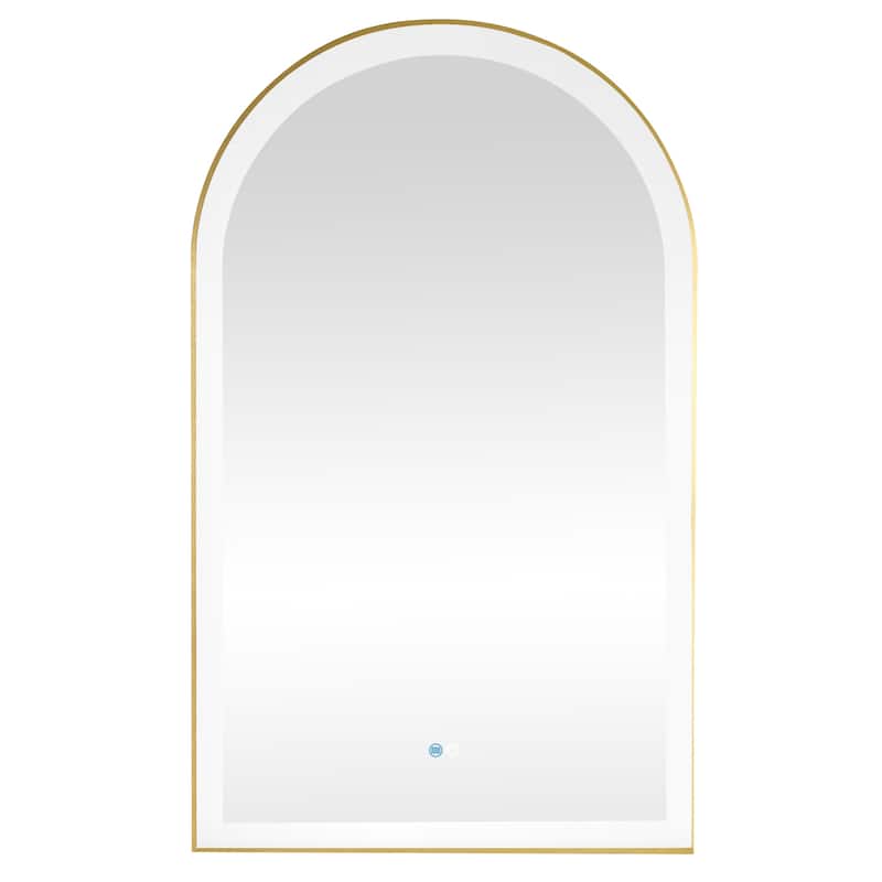 Estartit Oval Framed LED Wall Mount Bathroom Vanity Mirror - 24"W x 40"H - Brushed Gold