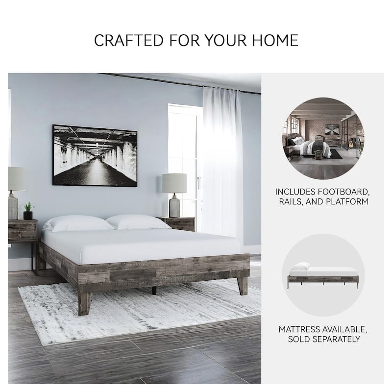 Signature Design by Ashley Neilsville Weathered Woodgrain Platform Bed