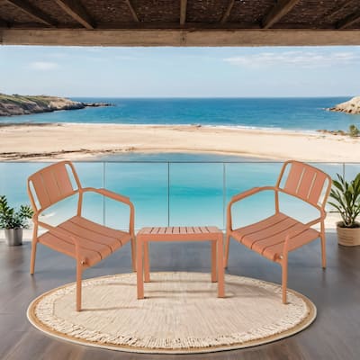 Malwee 3-Piece Indoor/Outdoor Chair Set with Table, All-Weather Waterproof PP Material, UV Resistant, for Garden & Living Room
