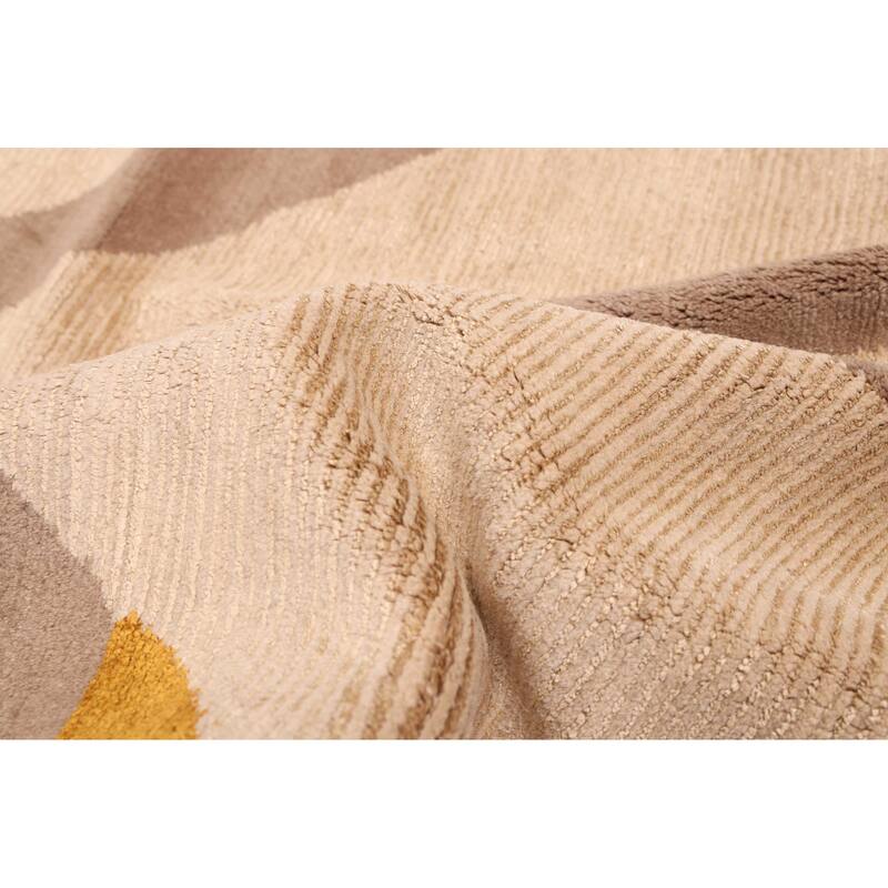 ECARPETGALLERY Hand-knotted Opulence Beige Silk, Wool Rug - 8'0 x 9'10