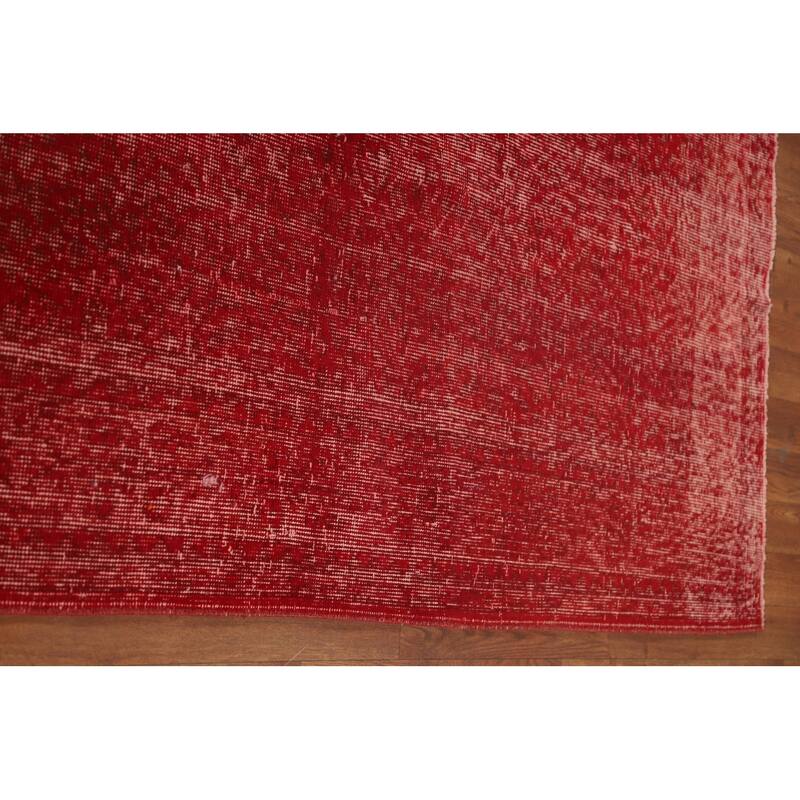 Anatolian Turkish Rug Hand-Knotted Distressed Over-Dyed Wool Carpet - 7'0" x 10'1"