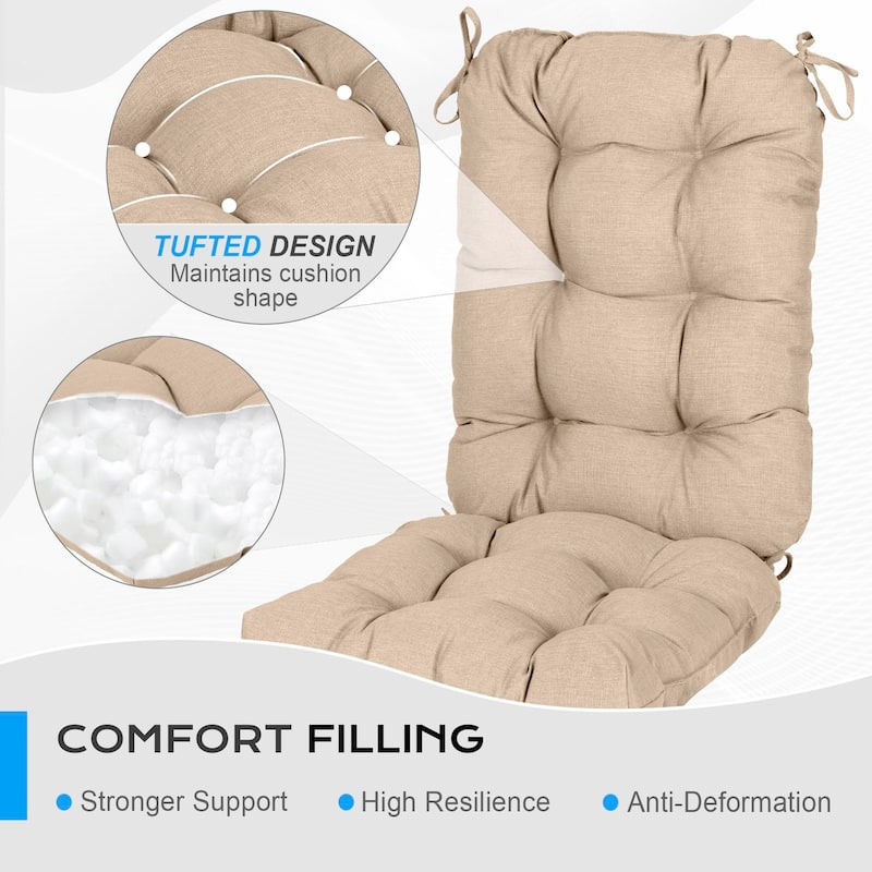 Aoodor Outdoor 42"x 20" x5" Tufted Back Cushions Patio Replacement Chair Cushion, Set of 2