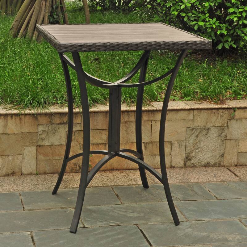 International Caravan Barcelona Resin Wicker / Aluminum 32-inch Square Outdoor Bar Table - Antique Black