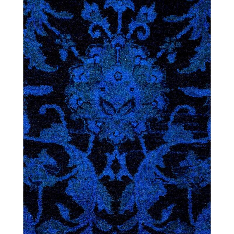 Overton Hand Knotted Wool Vintage Inspired Modern Contemporary Overdyed Blue Area Rug - 4' 2" x 6' 2"