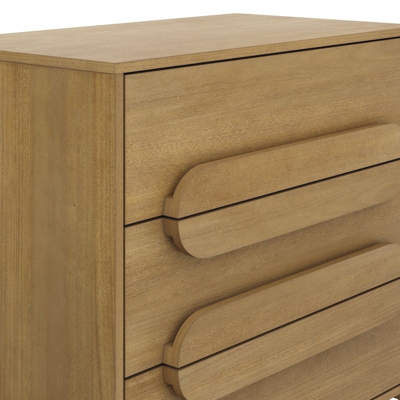 Novi Organic Modern 3 Drawer Wood Dresser for Bedroom with Integrated Handles