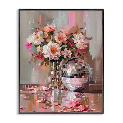Stupell Disco Ball & Flowers Still Life Framed Giclee Art Design By Arlington Prints