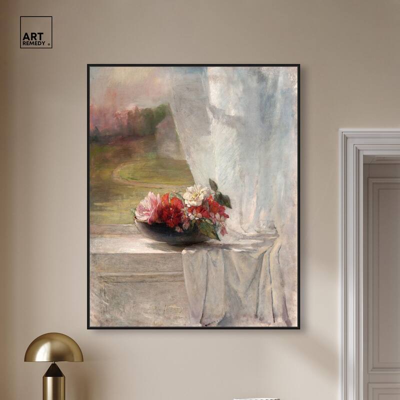 Flowers on a Window 1861 Canvas by Art Remedy