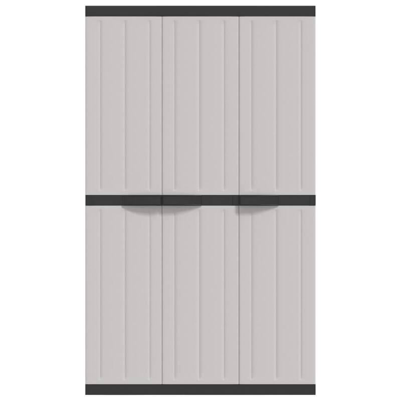 Kion Outdoor Storage Cabinet w 3 Doors, Shelves, 38 Inch Gray, Black