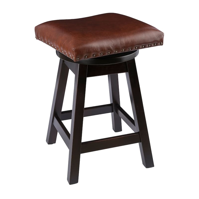 Amish Made Maple Swivel Urban Bar Stool with Leather Seat - Onyx - Bar Height