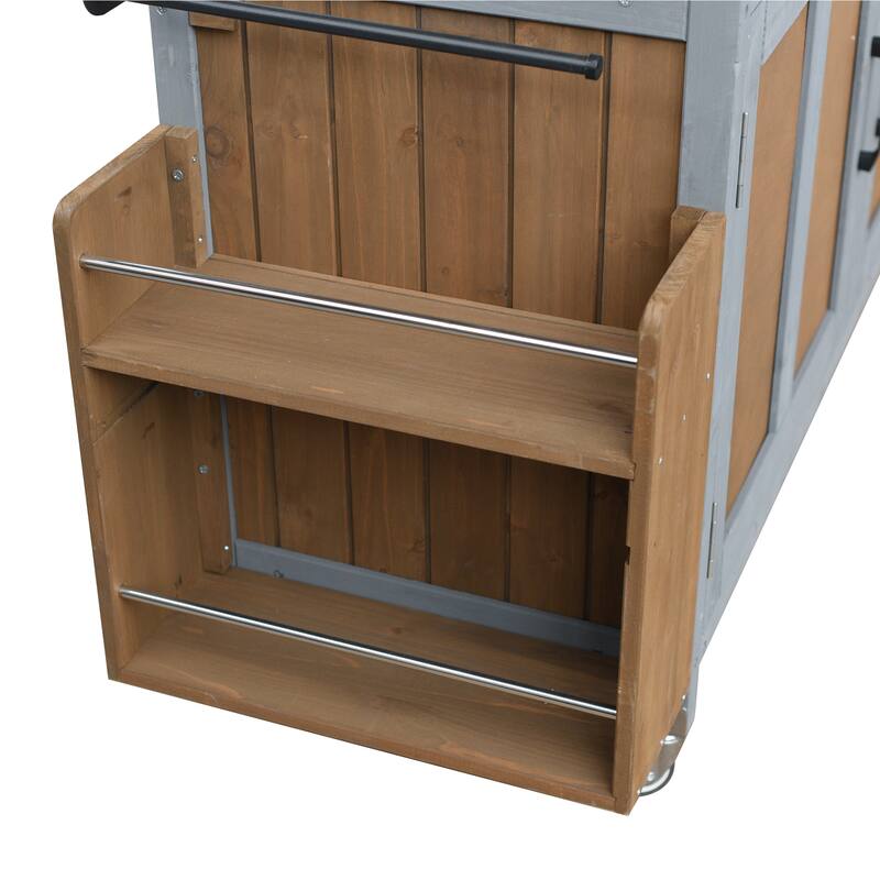 Portable Foldable Outdoor Kitchen Cart with Storage Cabinet and Lockable Wheels