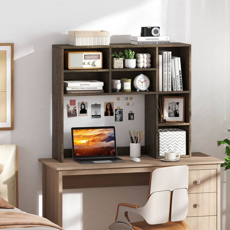 Costway Desktop Bookshelf Desk Storage Hutch with 7 Open Cubbies & 3 - See Details