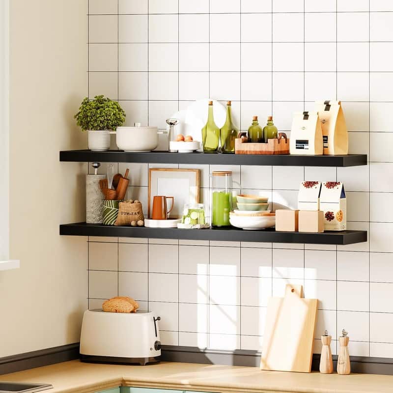 Floating Shelves, Wall Shelf Set of 2, 47.2 Inch Hanging Shelf - 7.9"D x 47.2"W x 1.5"H