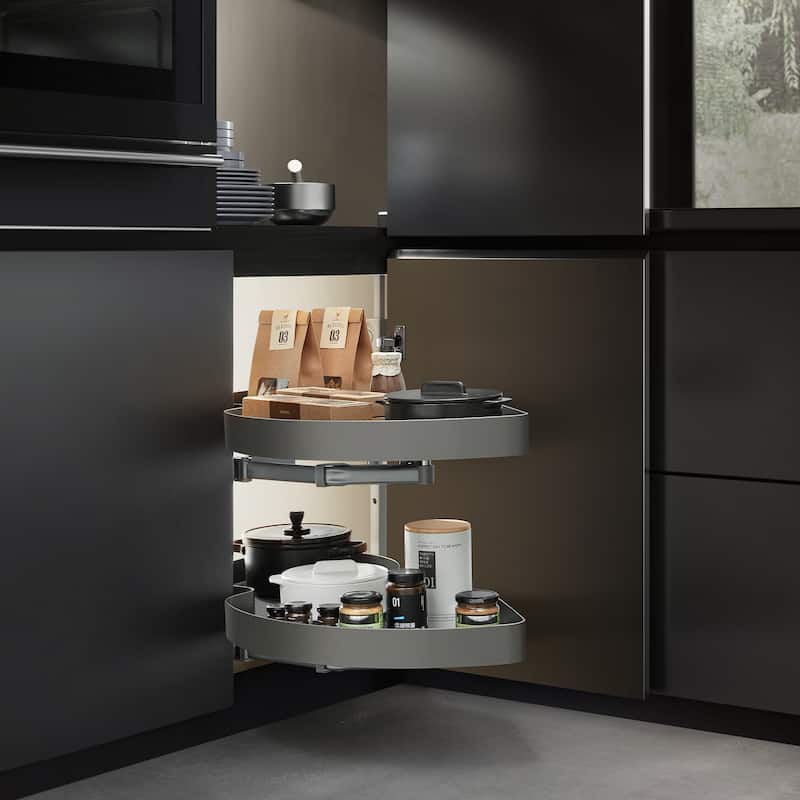 HIGOLD Blind Corner Cabinet Pull Out Organizer, 2-Tier Swing Shelf for Kitchen