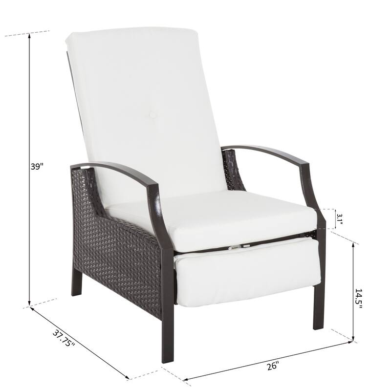 Outsunny Rattan Adjustable Recliner Chair with Hand-Woven All-Weather Wicker for Patio, Outdoor, Garden, Poolside