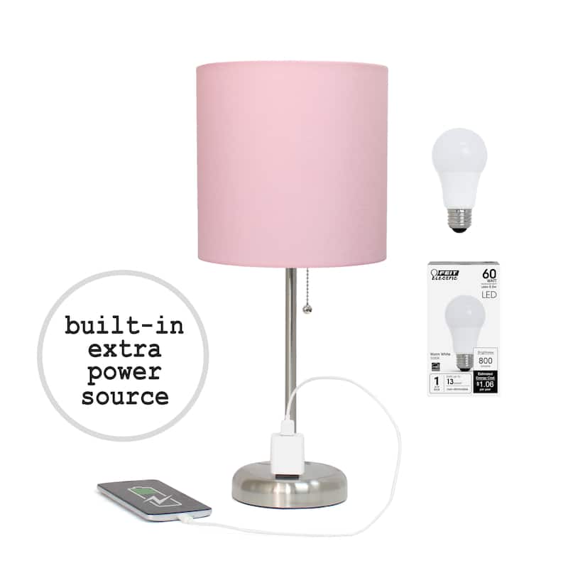 Simple Designs 9.5" Desk Lamp with Charging Outlet and LED Bulb Included - 19.50