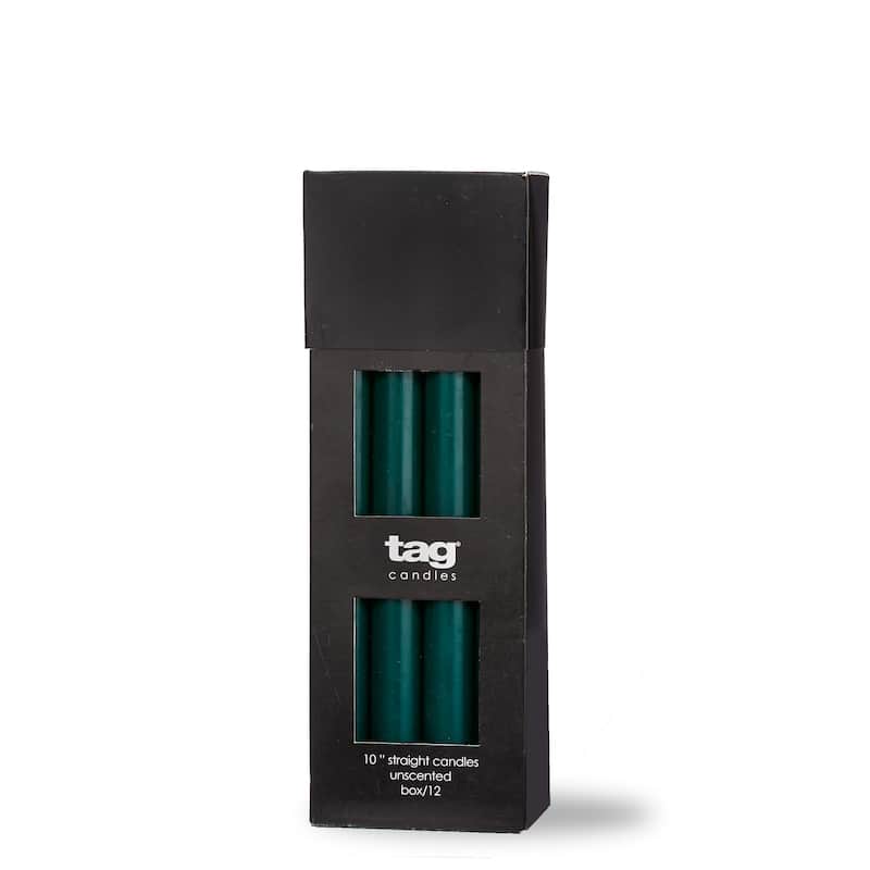 Color Studio 10" Straight Taper Unscented Smokeless Paraffin Wax Candle Dark Green Burn Time 10 hrs. Sold in Units of 1