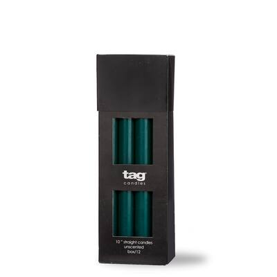 Color Studio 10" Straight Taper Unscented Smokeless Paraffin Wax Candle Dark Green Burn Time 10 hrs. Sold in Units of 1