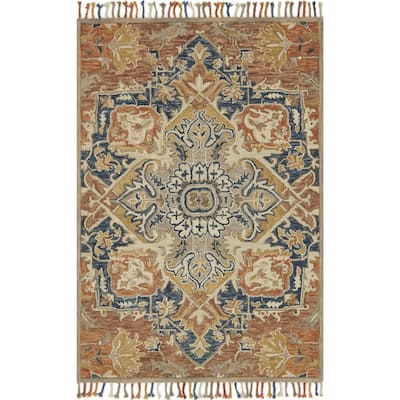 Alexander Home Sahara Rust Boho Hand-Hooked Wool Rug