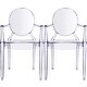 preview thumbnail 22 of 21, Set of 2 Dining Stackable Chair With Arms Molded Transparent Stacking Plastic For Restaurant Office Desk Kitchen Outdoor Patio Clear