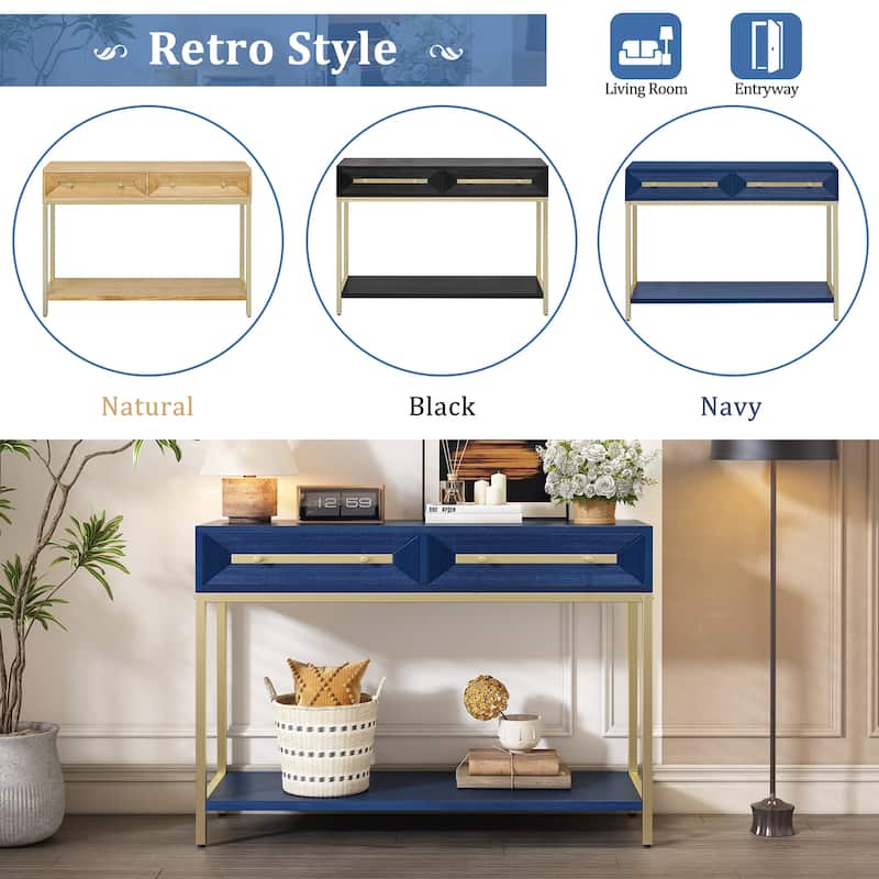 Console Table with Two Drawers for Entryway